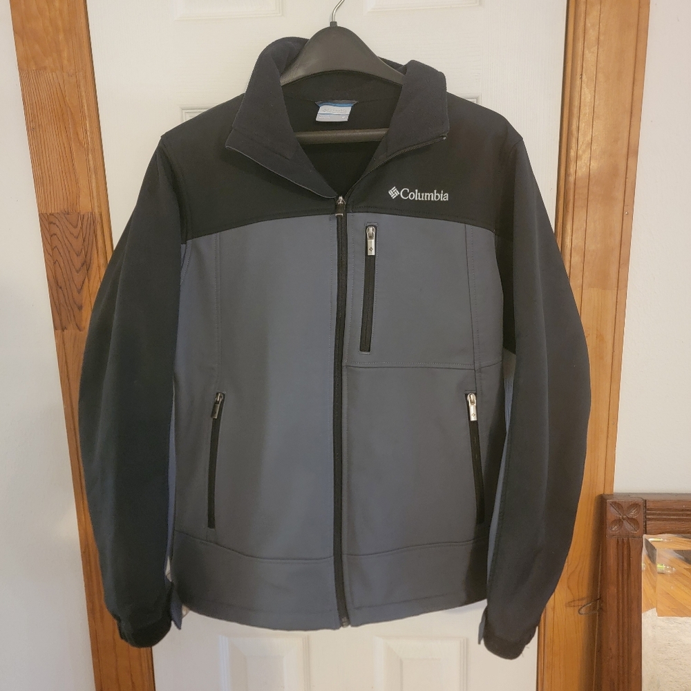 Columbia Ascender Softshell Jacket Gray Black Full Zip Pockets Men's M